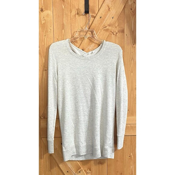 Athleta Sweatshirt Womens Small Gray Cross Back Open Back Modal Stretch Soft - Picture 1 of 10